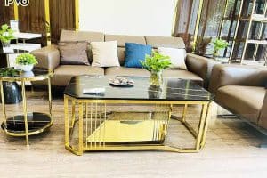 Bàn Sofa Inox Mạ Vàng – Nội Thất Hoàn Hảo Cho Phòng Khách
